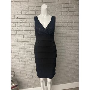 Studio Y Women Sleeveless Black Sequin Bodycon Cocktail Dress Size S